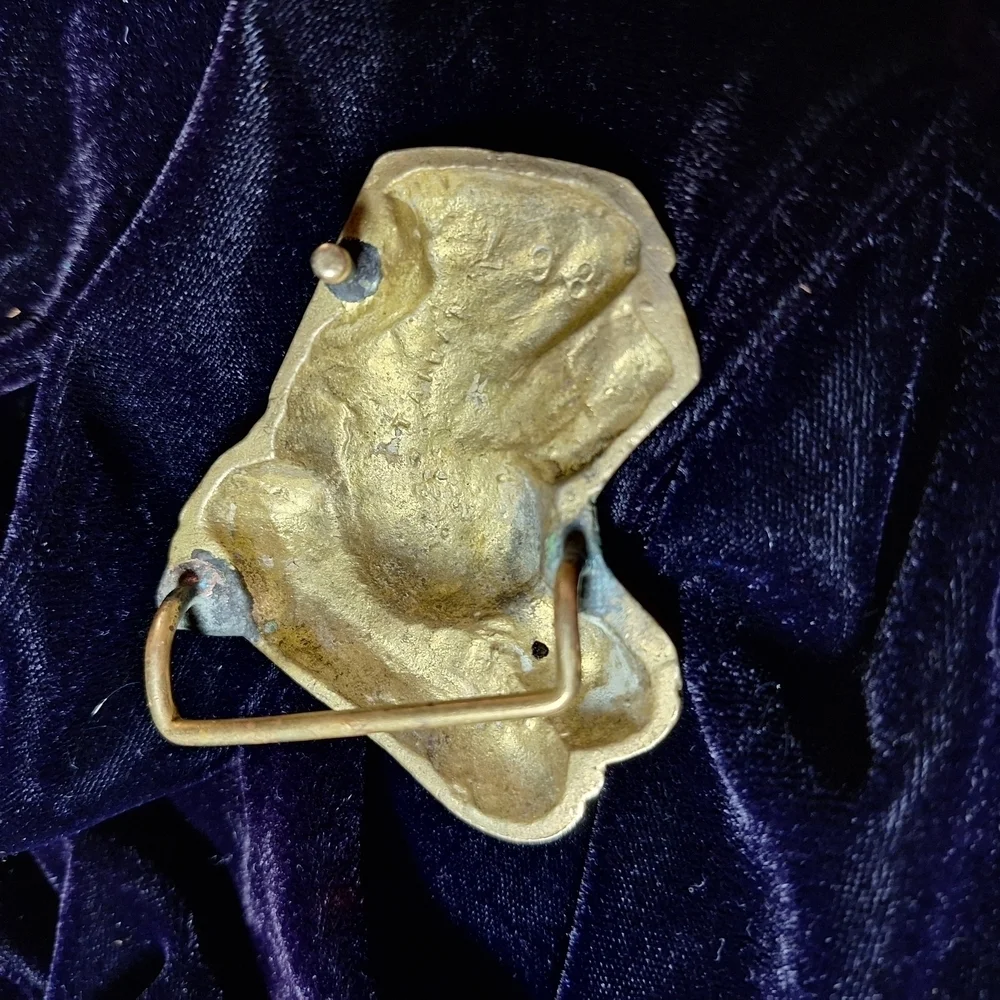 Solid Brass 2 Horse Head Belt Buckle